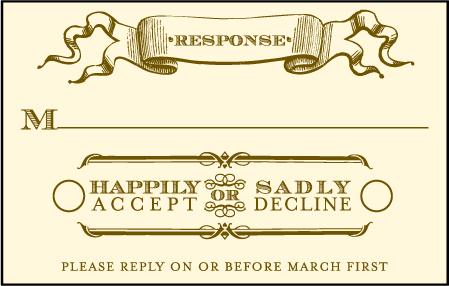 Antique Luck Letterpress Reply Postcard Front Design Medium