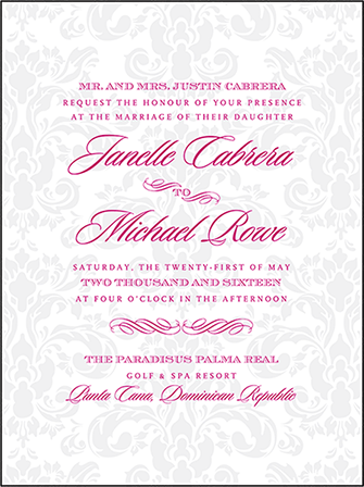 Augustine Damask Letterpress Invitation Design Medium
