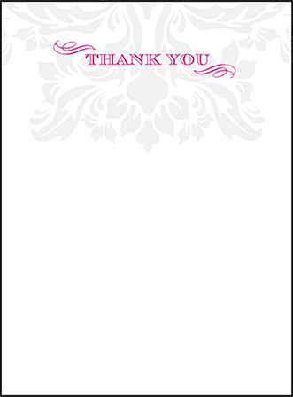 Augustine Damask Letterpress Thank You Card Flat Design Medium