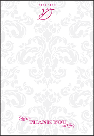 Augustine Damask Letterpress Thank You Card Fold Design Medium