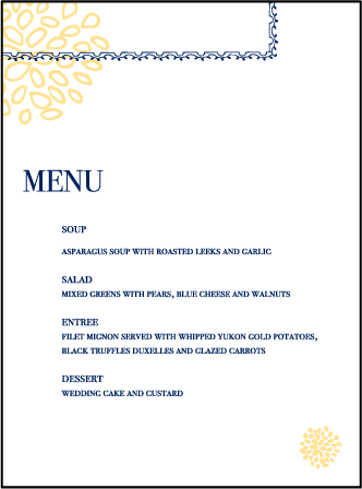 Bellini Letterpress Menu Design Medium