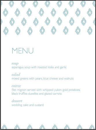 Boho Letterpress Menu Design Medium