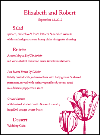 Botanicals Letterpress Menu Design Medium