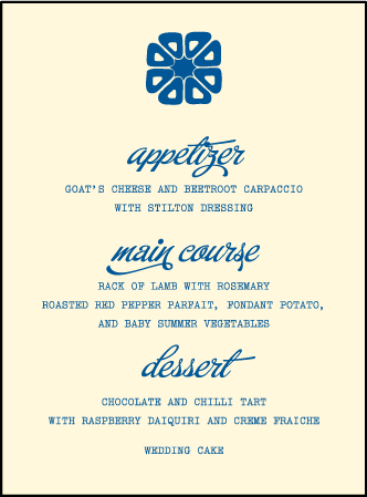 Byzantine Letterpress Menu Design Medium