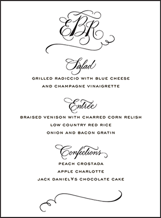 Callaway Letterpress Menu Design Medium