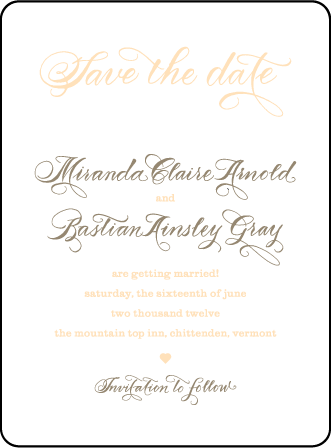 Calligraphy Monogram Letterpress Save The Date Design Medium