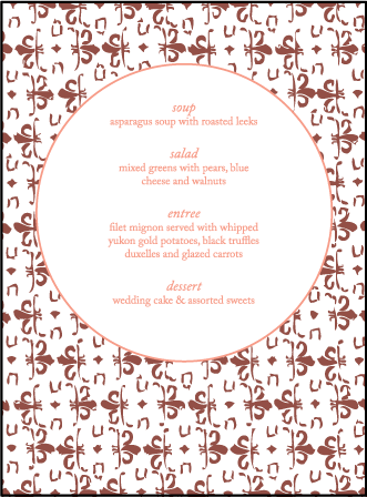 Caprilla Letterpress Menu Design Medium