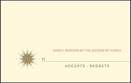 Celeste Letterpress Reply Postcard Front Design Medium