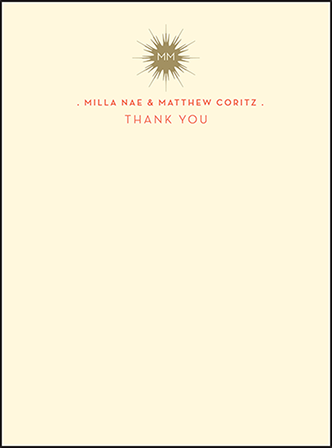 Celeste Letterpress Thank You Card Flat Design Medium
