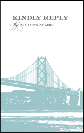 Charmed San Francisco Letterpress Reply Postcard Front Design Medium