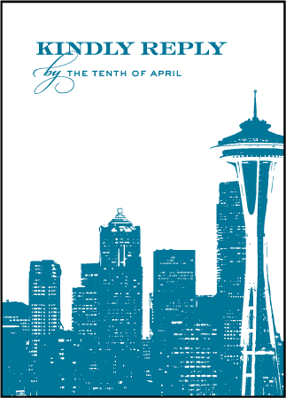 Charmed Seattle Letterpress Reply Postcard Front Design Medium