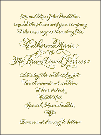 Classic Calligraphy Letterpress Invitation Design Medium