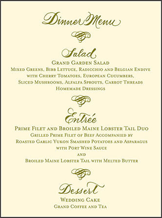 Classic Calligraphy Letterpress Menu Design Medium