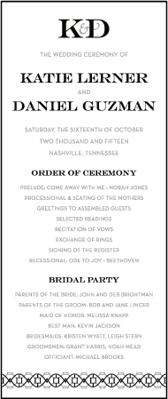 Classic Monogram Letterpress Program Tea Design Medium