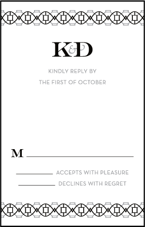 Classic Monogram Letterpress Reply Postcard Front Design Medium