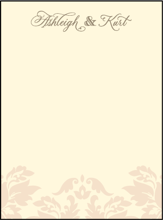 Damask Letterpress Thank You Card Flat Design Medium