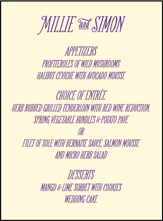 Darling Millie Letterpress Menu Design Medium