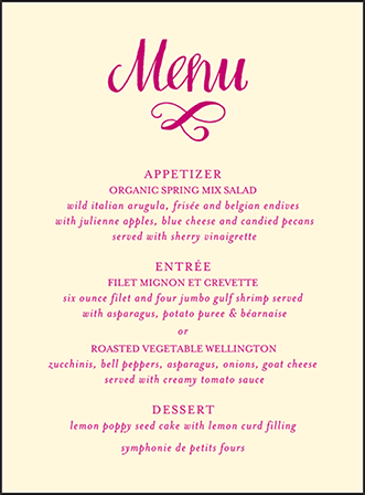 Eleanor Letterpress Menu Design Medium