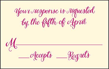 Eleanor Letterpress Reply Postcard Front Design Medium