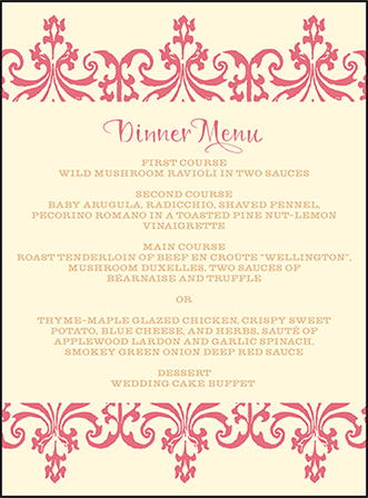 Elegant Monogram Letterpress Menu Design Medium