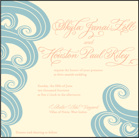Erte Beach Letterpress Invitation Design Medium