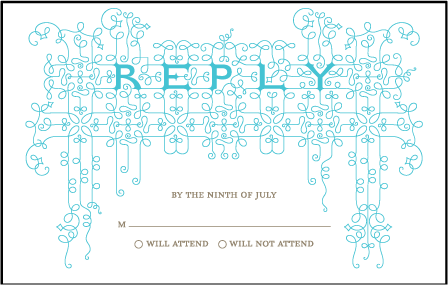 Exuberance Letterpress Reply Postcard Front Design Medium