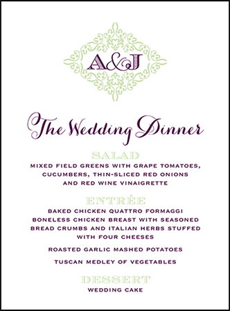 Filigree Letterpress Menu Design Medium