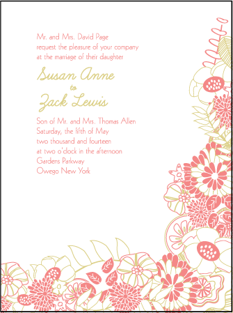 Floral Wreath Letterpress Invitation Design Medium