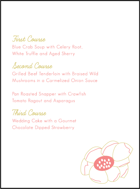 Floral Wreath Letterpress Menu Design Medium