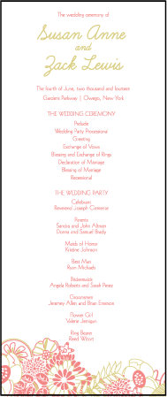 Floral Wreath Letterpress Program Tea Design Medium