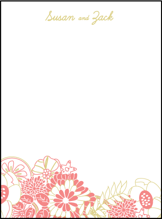 Floral Wreath Letterpress Thank You Card Flat Design Medium