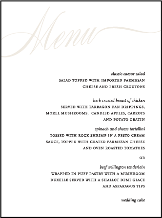 Florian Script Letterpress Menu Design Medium