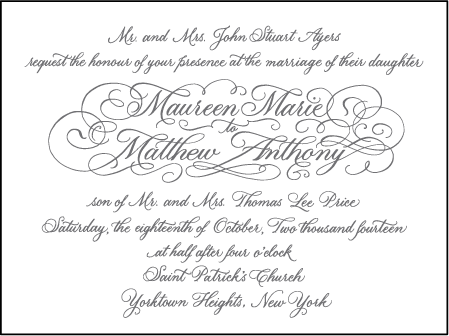 Hayes Calligraphy Letterpress Invitation Design Medium