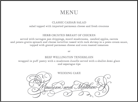 Hayes Calligraphy Letterpress Menu Design Medium