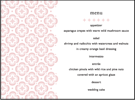 Majorca Letterpress Menu Design Medium