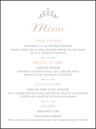 Melodie Frame Letterpress Menu Design Medium