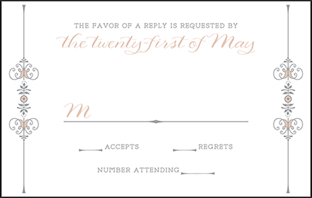 Melodie Frame Letterpress Reply Postcard Front Design Medium