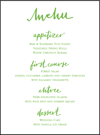 Mitty Calligraphy Letterpress Menu Design Medium