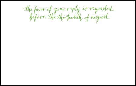 Mitty Calligraphy Letterpress Reply Postcard Front Design Medium