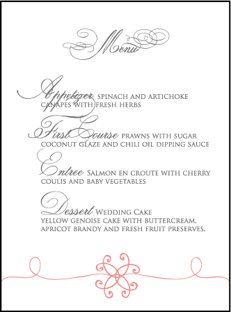 Modern Brooch Letterpress Menu Design Medium