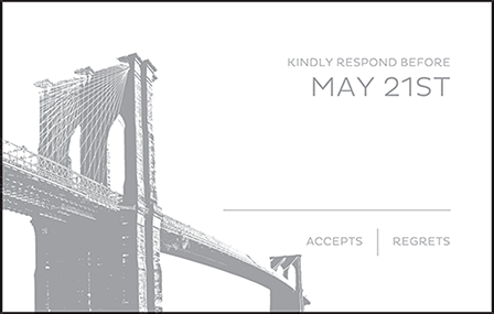Modern Brooklyn Letterpress Reply Postcard Front Design Medium
