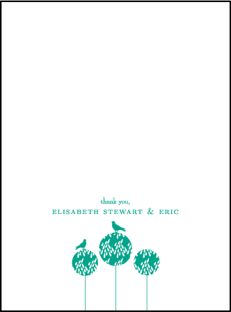 Modern Garden Letterpress Thank You Card Flat Design Medium