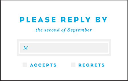 Modern Literate Letterpress Reply Postcard Front Design Medium