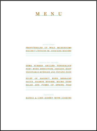 Modern Surf Letterpress Menu Design Medium