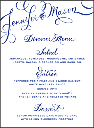 New Calligraphy Letterpress Menu Design Medium
