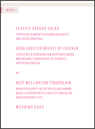 New Horizon Letterpress Menu Design Medium