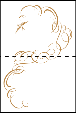 Ornate Flourish Letterpress Placecard Fold Design Medium