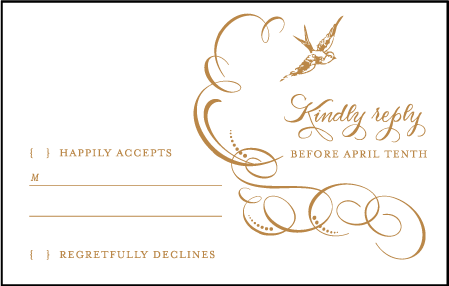 Ornate Flourish Letterpress Reply Postcard Front Design Medium
