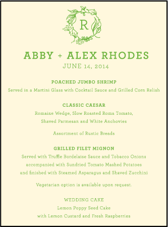 Pastoral Letterpress Menu Design Medium