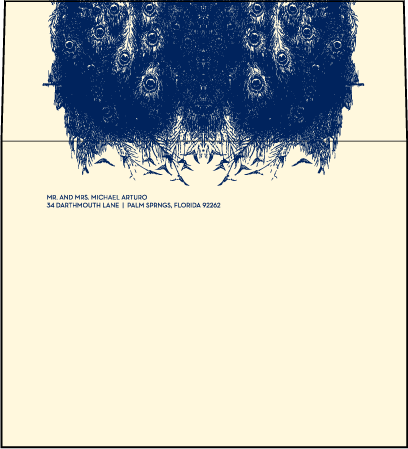 Peacock Full Body Letterpress Envelope Design Medium